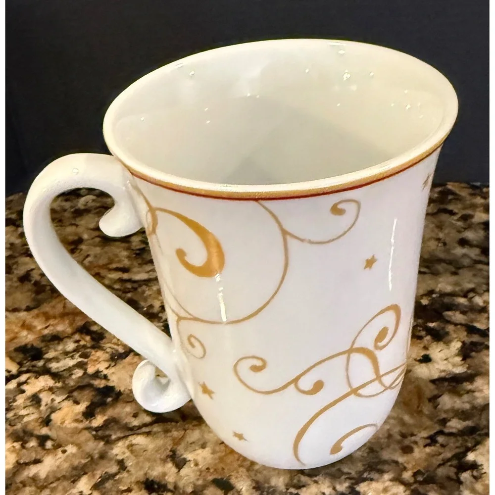 Williams Sonoma Coffee Mug White Twas Night Before Christmas Sleigh Santa